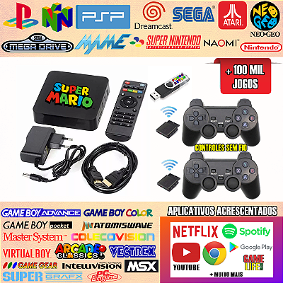 Retrobox Classic com 2 controles e 22 Mil Jogos de Play 1,N64,Super  Nintendo,Mega Drive,Atari