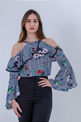 Blusa Feminina Manga Longa Xadrez