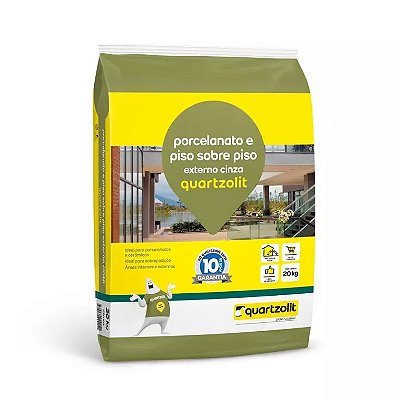 Argamassa Quartzolit Porcelanato e Piso Sobre Piso Externo Cinza