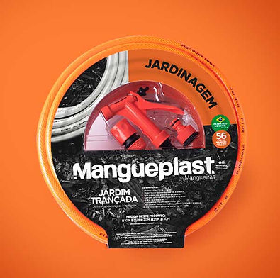 Conjunto de Mangueira Jardim Laranja 10m Mangueplast com Acessórios