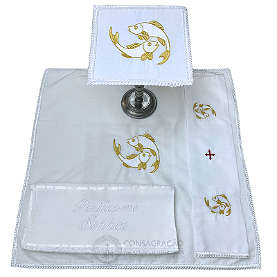 Conjunto de Alfaias Litúrgicas para Altar Bordado CG 1006