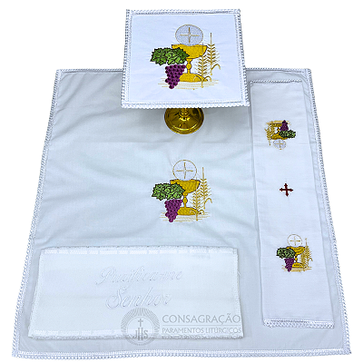 Conjunto de Alfaias Litúrgicas para Altar Bordado CG 1041