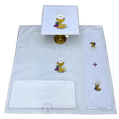 Conjunto de Alfaias Litúrgicas para Altar Bordado CG 1037
