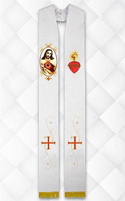 Estola Sacerdotal Sagrado Coração de Jesus com Franja