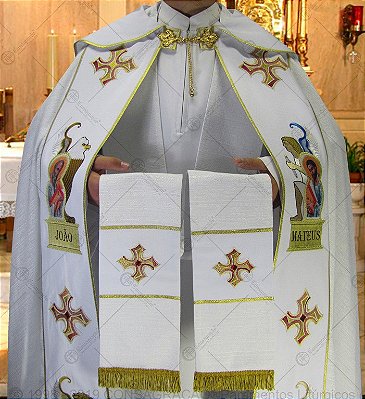 Capa de Asperge + Véu Umeral + Estola - Conjunto de Benção CG Evangelistas