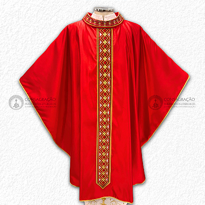 Casula Solene Faixa e Gola Bordada com Pedrarias – CG Benedito