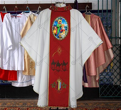 Casula Com Galão Bordado Natalino