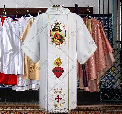 Dalmática c/ Galão Bordado Sagrado Coração de Jesus