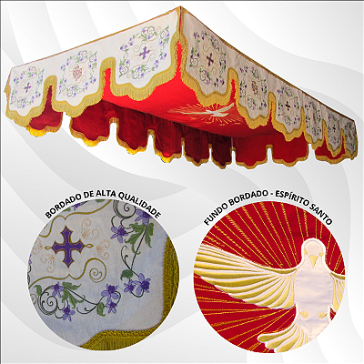 Pálio de Procissão Para 4 ou 6 Hastes CG 01 - Pallium Vermelho