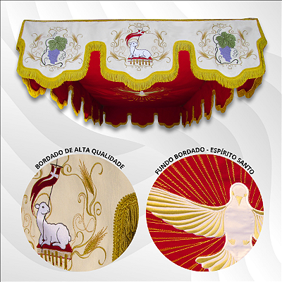 Pálio de Procissão 4 ou 6 Hastes CG 03 Pallium Vermelho