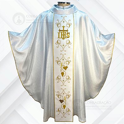 Casula com Galão e Gola Bordada Jacquard Litúrgico - CG 958
