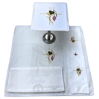 Conjunto de Alfaias Litúrgicas para Altar Bordado CG 1031