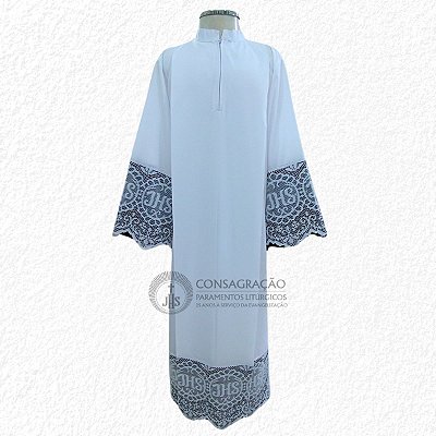 Túnica com Renda Litúrgica e Forro Preto