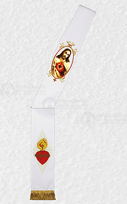 Estola Diaconal Sagrado Coração de Jesus com Franja