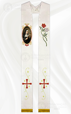 Estola Sacerdotal Santa Rita de Cássia com Franja