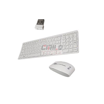 Kit Teclado Mouse e Receptor Wireless LG Branco