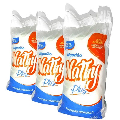 Kit 3x Algodão Hidrófilo Rolo Nathy 500g