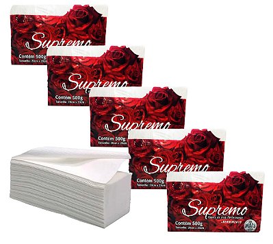 Kit 5x Papel Toalha Interfolha Supremo 500g 20x20cm