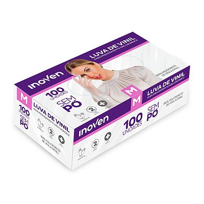 Kit 20x Luvas Vinil Sem Pó Transparente com 2000un