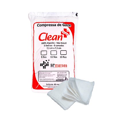 Compressa de Gaze 13 Fios Clean 100g
