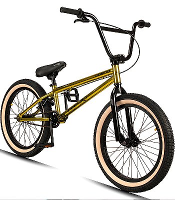 Bicicleta Bmx Série 10 Aro 20 Aço Hi-Ten K7 cog 9 - Dourado