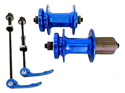 Par De Cubo Mtb Flay 32 Furos Rolamentado Alumínio K7 Cor Azul