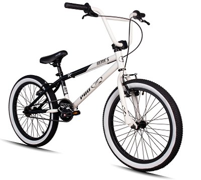 Bicicleta Bmx Aro 20 Retro ProX Serie 5 Pneu Balão Branco Preto