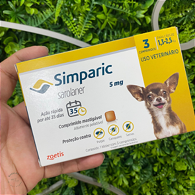 Simparic 5mg para cães de 1,3kg - 2,5kg (3 comprimidos)