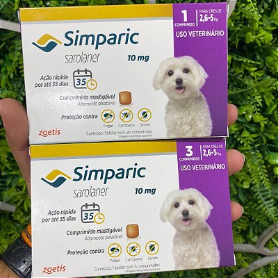 Simparic 10mg para cães de 2,6kg a 5kg