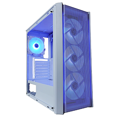 Gabinete Gamer ATX BrazilPC BPC-T02B Branco com 4 Coolers 120mm, Lateral em Vidro Temperado e Frente Mesh