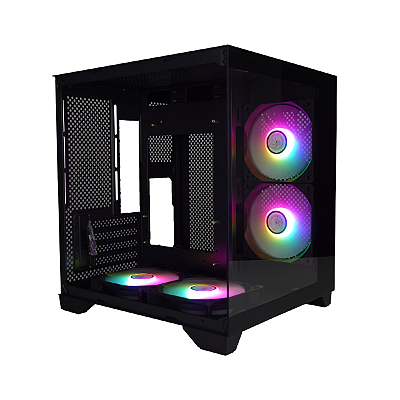 Gabinete Gamer BrazilPC BPC-240 Black mATX com 4 Coolers Arco-Íris USB 3.0 Áudio Sem Fonte