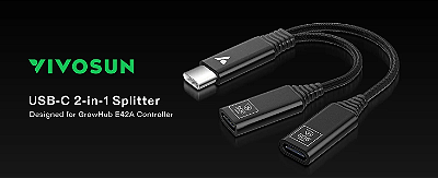 CABO DIVISOR USB-C COM 1 MACHO PARA 2 FEMEAS, DIVISOR 2 EM 1 TIPO-C, ADAPTADOR DE CORRENTE CONTROLADOR GROWHUB42A