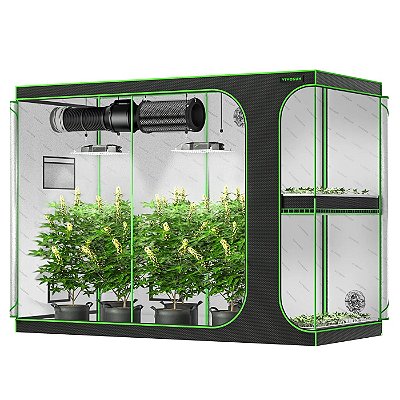 ESTUFA AGRICOLA MULTICÂMARA PARA CULTIVO INDOOR PRE-FABRICADAS EM METAL/ LONA REFLETIVA 600D VIVOSUN 275X120X200cm