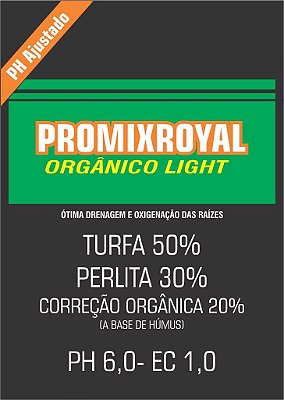 Substrato PROMIX ROYAL Orgânico Light 50L - Pré Micorizado = 12Kg