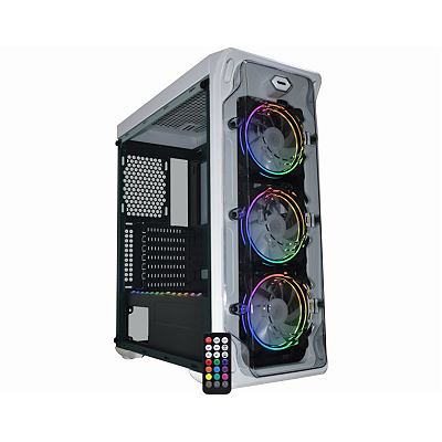 Gabinete Gamer K-mex White Trooper Ritmico CG-W1B1
