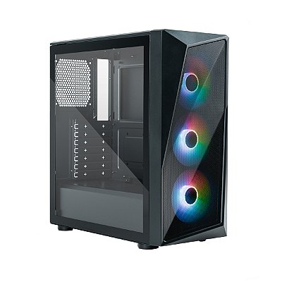 Gabinete Cooler Master Cmp 520 Lateral De Vidro 3 Fans Led Argb- Preto