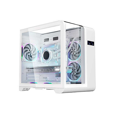 Gabinete Gamer K-Mex Aquario Cg-W8Ki Cyberpunk White Display Digital