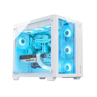 Gabinete Gamer Liketec Zeus Pro Glass Snow - Mid Tower, USB 3.0+2x1.0, Aquário, Teto de Vidro, Vidro Panorâmico - Branco