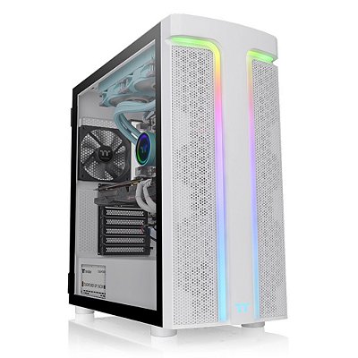 Gabinete Gamer Thermaltake H590 TG Snow ARGB, MidTower, Vidro Temp, White, E-ATX, S/Fonte, C/2 Fans- CA-1X4-00M6WN-00