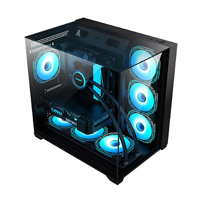 Gabinete Gamer K-Mex Aquario Cg-01Fd Mega Shark Preto Atx Sem Fan