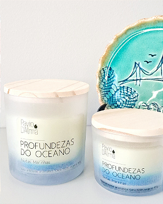 Vela Aromática - "PROFUNDEZAS DO OCEANO" - Notas Marinhas - Energia da calma, tranquilidade e relaxamento