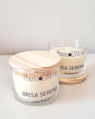 Vela Aromática "BRISA SERENA" - Notas florais de Chá Branco com toques levemente frutado, conduz ao bem-estar, tranquilidade e á paz interior
