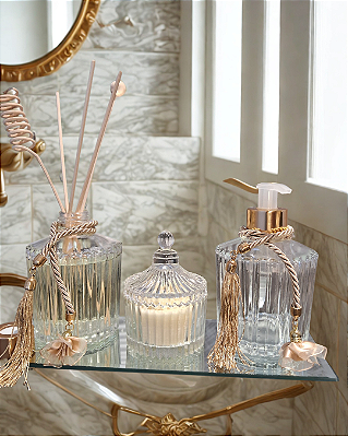 Kit Trio Lavabo - VELA AROMÁTICA, AROMATIZADOR E PORTA SABONETE