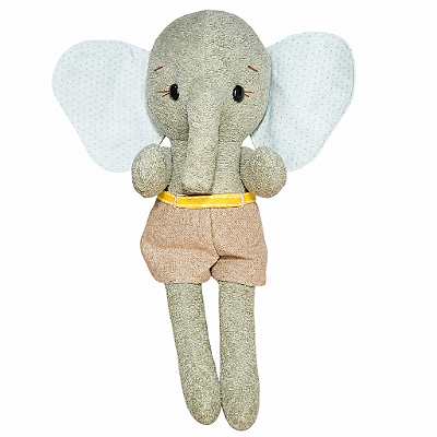 Elefante Boneco de Tecido Artesanal Hortelã