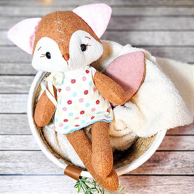 Raposa Boneca de Tecido Artesanal Rose