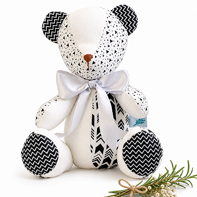 Urso de Tecido Chevron Soft Estilo Monocromático Escandinavo