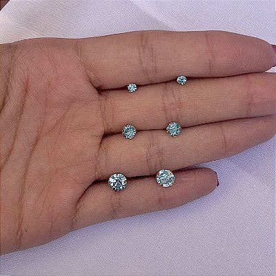 Trio de strass ponto de luz azul