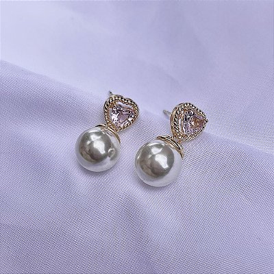 Brinco pérola do coração