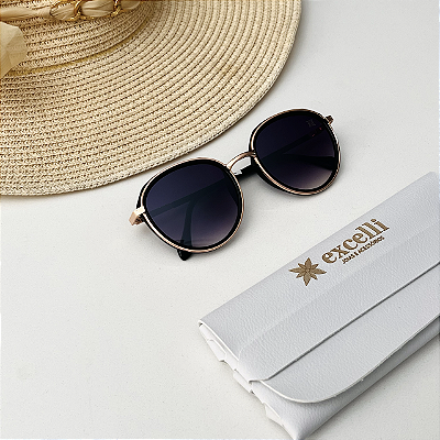 Óculos redondo degradê - preto e rose