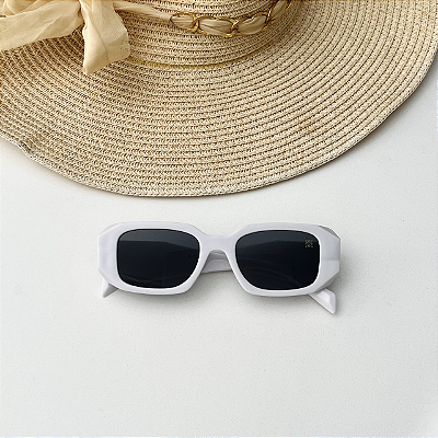 Óculos retangular diamond - branco